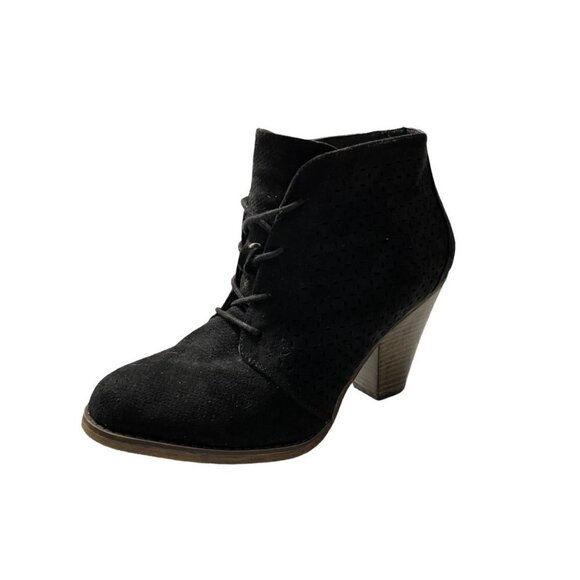 MIA Women's Black Faux Suede Lace Up Chunky Heel Ankle Booties Size 9 - Picture 10 of 10